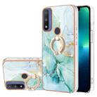 For Motorola Moto G Pure Electroplating Marble Pattern IMD TPU Shockproof Phone Case with Ring Holder(Green 003) - 1