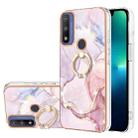 For Motorola Moto G Pure Electroplating Marble Pattern IMD TPU Shockproof Phone Case with Ring Holder(Rose Gold 005) - 1