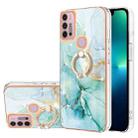 For Motorola Moto G30/G20/G10/G10 Power Electroplating Marble Pattern IMD TPU Shockproof Phone Case with Ring Holder(Green 003) - 1