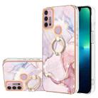 For Motorola Moto G30/G20/G10/G10 Power Electroplating Marble Pattern IMD TPU Shockproof Phone Case with Ring Holder(Rose Gold 005) - 1