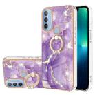 For Motorola Moto G31/G41 Electroplating Marble Pattern IMD TPU Shockproof Phone Case with Ring Holder(Purple 002) - 1