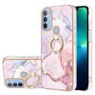 For Motorola Moto G31/G41 Electroplating Marble Pattern IMD TPU Shockproof Phone Case with Ring Holder(Rose Gold 005) - 1