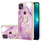 For Motorola Moto G50 5G Electroplating Marble Pattern IMD TPU Shockproof Phone Case with Ring Holder(Purple 001) - 1