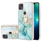 For Motorola Moto G50 5G Electroplating Marble Pattern IMD TPU Shockproof Phone Case with Ring Holder(Green 003) - 1