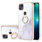 For Motorola Moto G50 5G Electroplating Marble Pattern IMD TPU Shockproof Phone Case with Ring Holder(White 006) - 1