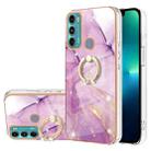 For Motorola Moto G60/G40 Fusion Electroplating Marble Pattern IMD TPU Shockproof Phone Case with Ring Holder(Purple 001) - 1