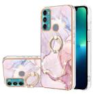 For Motorola Moto G60/G40 Fusion Electroplating Marble Pattern IMD TPU Shockproof Phone Case with Ring Holder(Rose Gold 005) - 1