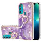 For Motorola Moto G71 5G Electroplating Marble Pattern IMD TPU Shockproof Phone Case with Ring Holder(Purple 002) - 1