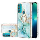 For Motorola Moto G71 5G Electroplating Marble Pattern IMD TPU Shockproof Phone Case with Ring Holder(Green 003) - 1