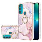 For Motorola Moto G71 5G Electroplating Marble Pattern IMD TPU Shockproof Phone Case with Ring Holder(Rose Gold 005) - 1