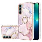 For Motorola Moto G200 Electroplating Marble Pattern IMD TPU Shockproof Phone Case with Ring Holder(Rose Gold 005) - 1