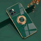 For vivo iQOO 9 6D Electroplating Full Coverage Silicone Phone Case with Magnetic Ring Holder(Dark Green) - 1