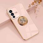 For vivo S12 6D Electroplating Full Coverage Silicone Phone Case with Magnetic Ring Holder(Light Pink) - 1