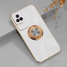 For Xiaomi Redmi K50 / K50 Pro 6D Electroplating Full Coverage Silicone Phone Case with Magnetic Ring Holder(White) - 1