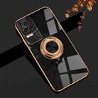 For Xiaomi Redmi K50 / K50 Pro 6D Electroplating Full Coverage Silicone Phone Case with Magnetic Ring Holder(Black) - 1