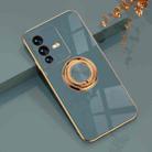 For vivo S12 Pro 6D Electroplating Full Coverage Silicone Phone Case with Magnetic Ring Holder(Grandma Ash) - 1