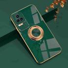 For Xiaomi Redmi K40S 6D Electroplating Full Coverage Silicone Phone Case with Magnetic Ring Holder(Dark Green) - 1