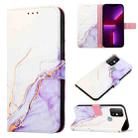 For Infinix Hot 10 X682 PT003 Marble Pattern Flip Leather Phone Case(White Purple LS006) - 1