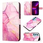 For Infinix Hot 11 PT003 Marble Pattern Flip Leather Phone Case(Pink Purple Gold LS001) - 1