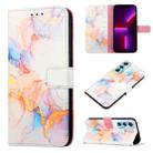 For Infinix Hot 11 PT003 Marble Pattern Flip Leather Phone Case(Galaxy Marble White LS004) - 1