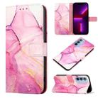 For Motorola Moto G31 / G41 PT003 Marble Pattern Flip Leather Phone Case(Pink Purple Gold LS001) - 1