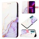 For Motorola Moto G40 / G60 PT003 Marble Pattern Flip Leather Phone Case(White Purple LS006) - 1