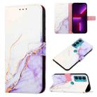 For Motorola Edge 20 PT003 Marble Pattern Flip Leather Phone Case(White Purple LS006) - 1