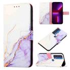 For Motorola Edge 2021 PT003 Marble Pattern Flip Leather Phone Case(White Purple LS006) - 1