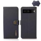 For Google Pixel 7 5G KHAZNEH Custer Genuine Leather RFID Phone Case(Blue) - 1