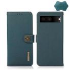 For Google Pixel 7 5G KHAZNEH Custer Genuine Leather RFID Phone Case(Green) - 1