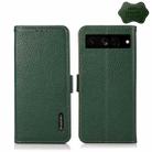 For Google Pixel 7 Pro 5G KHAZNEH Side-Magnetic Litchi Genuine Leather RFID Phone Case(Green) - 1