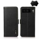 For Google Pixel 7 5G KHAZNEH Side-Magnetic Litchi Genuine Leather RFID Phone Case(Black) - 1