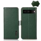 For Google Pixel 7 5G KHAZNEH Side-Magnetic Litchi Genuine Leather RFID Phone Case(Green) - 1
