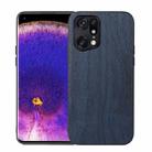 For OPPO Find X5 Pro Wood Texture PU Phone Case(Blue) - 1