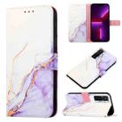 For Tecno Camon 17 Pro PT003 Marble Pattern Flip Leather Phone Case(White Purple LS006) - 1