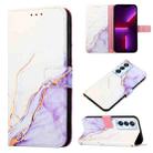 For Tecno Camon 18 PT003 Marble Pattern Flip Leather Phone Case(White Purple LS006) - 1