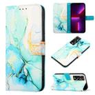 For Tecno Pova 2 PT003 Marble Pattern Flip Leather Phone Case(Green LS003) - 1