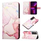 For Tecno Pova 2 PT003 Marble Pattern Flip Leather Phone Case(Rose Gold LS005) - 1