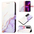 For Tecno Pova 2 PT003 Marble Pattern Flip Leather Phone Case(White Purple LS006) - 1