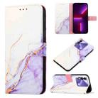 For Tecno Spark 8 PT003 Marble Pattern Flip Leather Phone Case(White Purple LS006) - 1