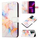 For itel S16 Pro PT003 Marble Pattern Flip Leather Phone Case(Galaxy Marble White LS004) - 1