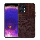 For OPPO Find X5 Pro Crocodile Top Layer Cowhide Leather Phone Case(Coffee) - 1