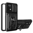 For Xiaomi Poco X4 Pro 5G Sliding Camshield TPU+PC Phone Case with Card Slot(Black) - 1