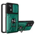 For Xiaomi Poco X4 Pro 5G Sliding Camshield TPU+PC Phone Case with Card Slot(Dark Green) - 1