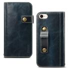 For iPhone 7 / 8 Denior Oil Wax Cowhide DK Magnetic Button Horizontal Flip Leather Case with Holder & Card Slots & Wallet(Dark Blue) - 1
