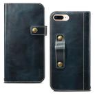 For iPhone 7 Plus / 8 Plus Denior Oil Wax Cowhide DK Magnetic Button Horizontal Flip Leather Case with Holder & Card Slots & Wallet(Dark Blue) - 1