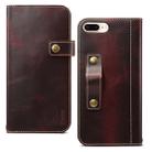 For iPhone 7 Plus / 8 Plus Denior Oil Wax Cowhide DK Magnetic Button Horizontal Flip Leather Case with Holder & Card Slots & Wallet(Dark Red) - 1