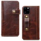 For iPhone 11 Denior Oil Wax Cowhide DK Magnetic Button Horizontal Flip Leather Case with Holder & Card Slots & Wallet(Brown) - 1