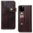 For iPhone 11 Denior Oil Wax Cowhide DK Magnetic Button Horizontal Flip Leather Case with Holder & Card Slots & Wallet(Dark Red) - 1