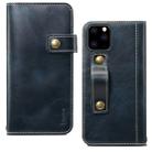 For iPhone 11 Pro Denior Oil Wax Cowhide DK Magnetic Button Horizontal Flip Leather Case with Holder & Card Slots & Wallet(Dark Blue) - 1